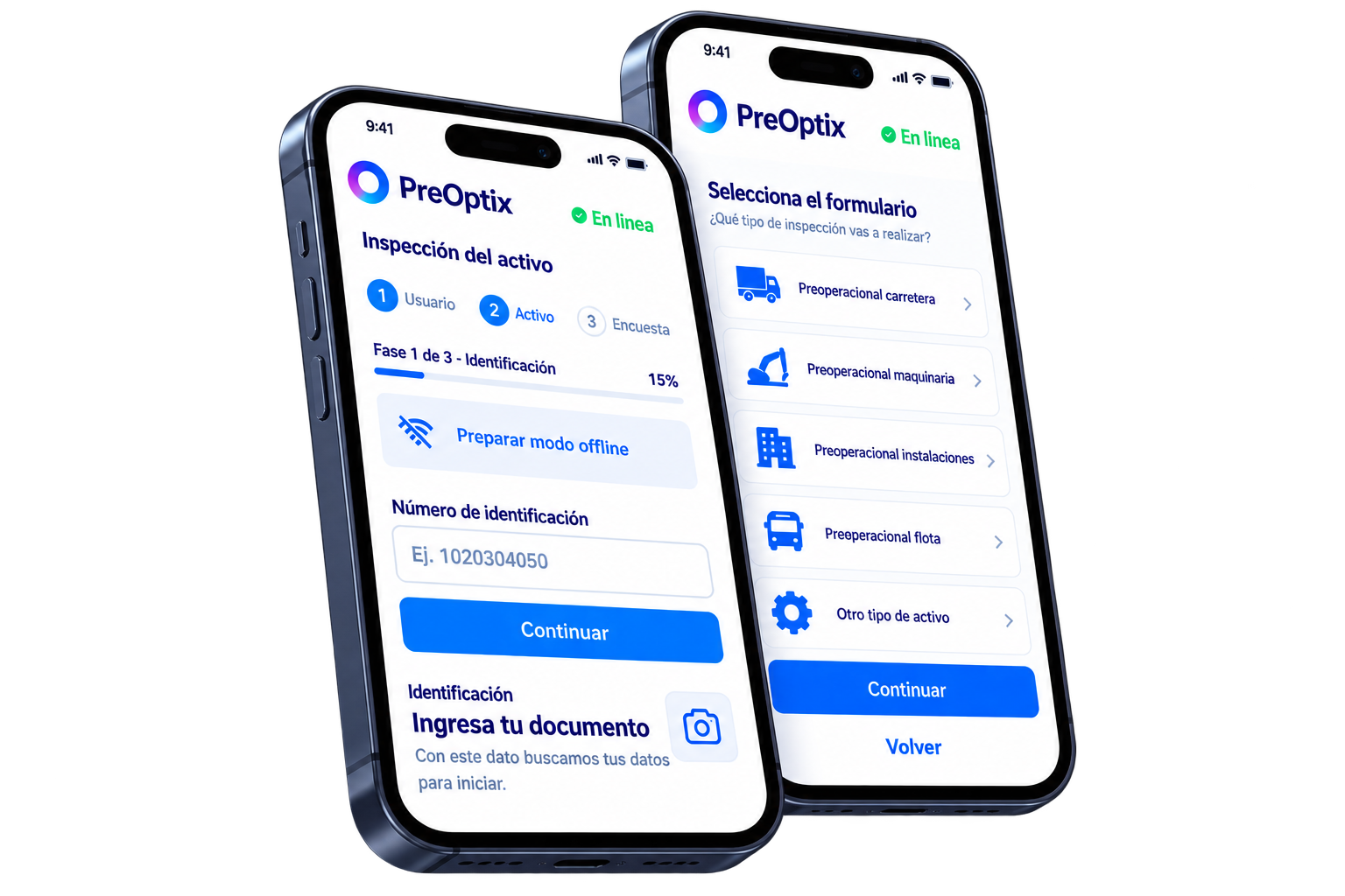 Mockup de PreOptix en dispositivos móviles